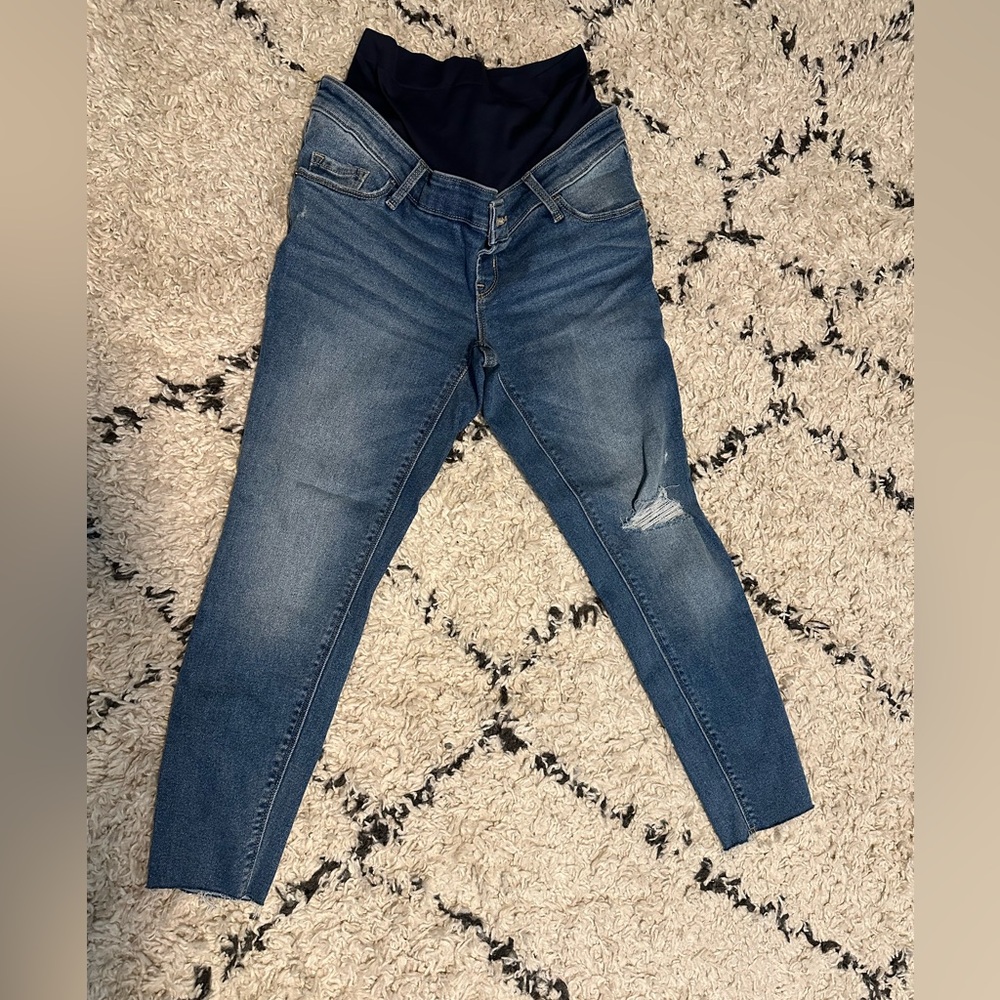 Old Navy Maternity Distressed Blue Ankle Jeans